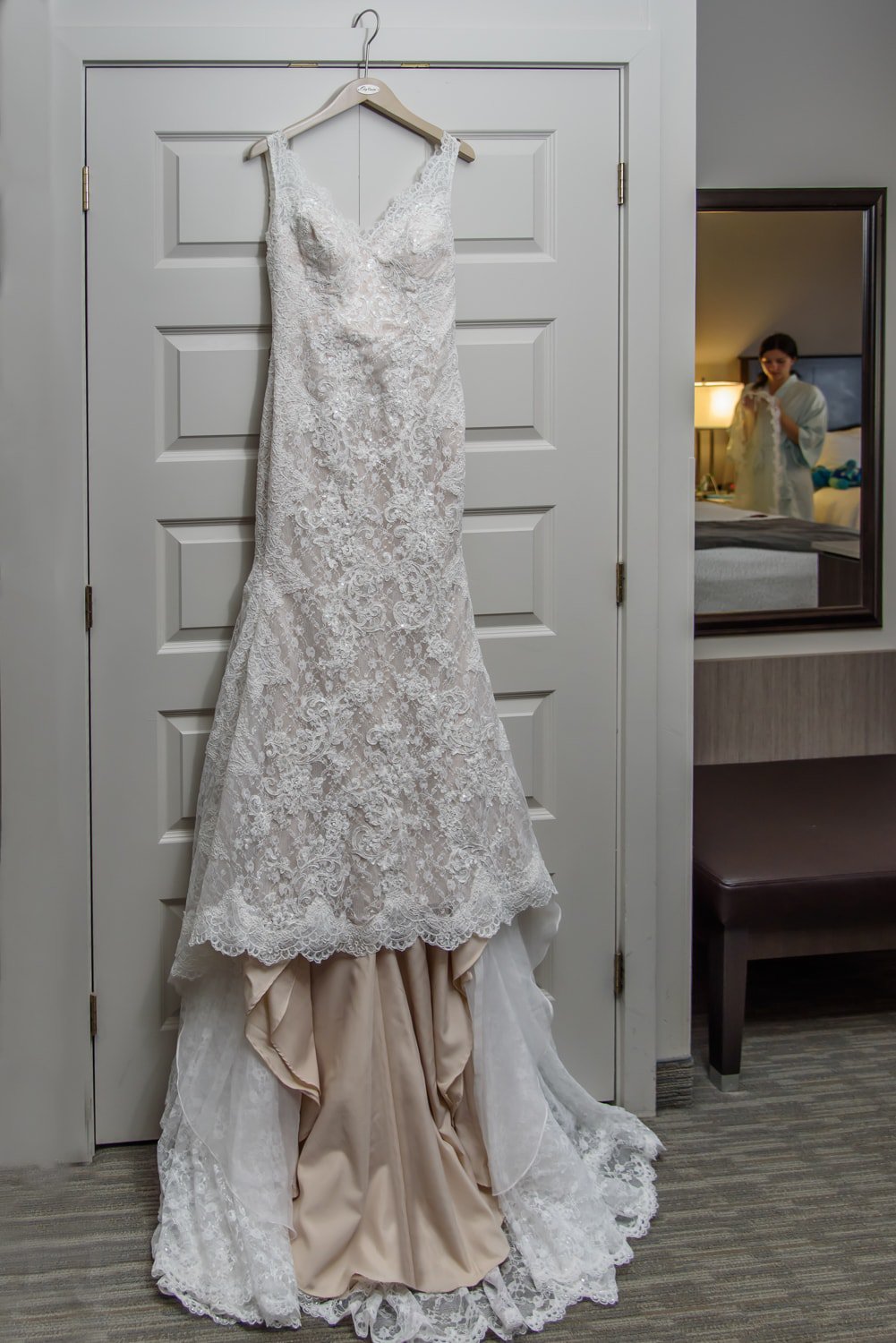 The bride's lace wedding gown for a wedding in Halifax NS.