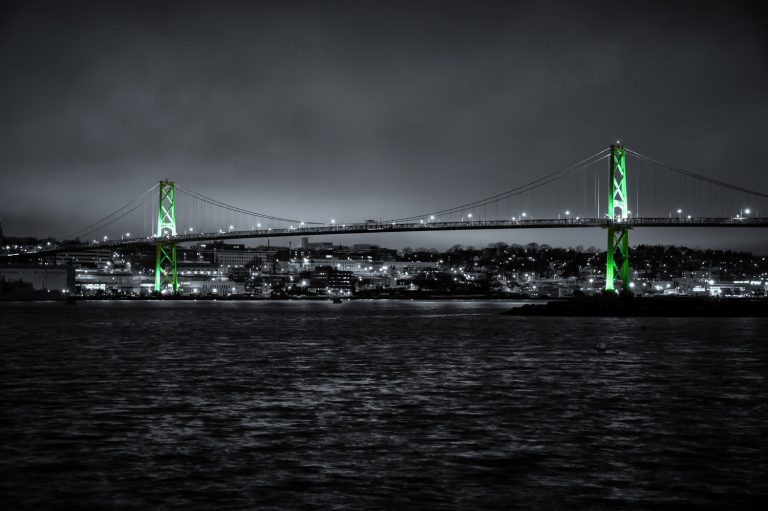 Nova Scotia photography fine art Angus Macdonald bridge night photography.