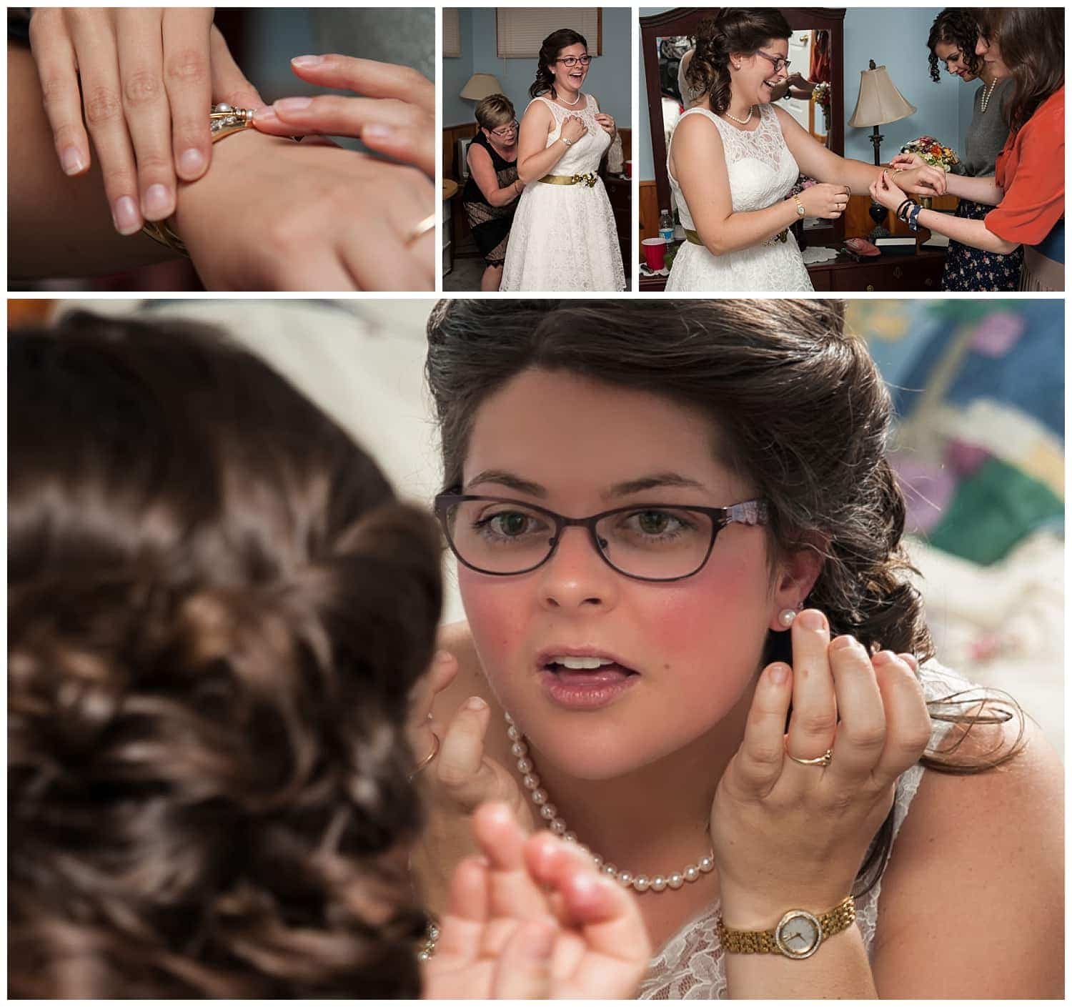 The bride with her bestfriends during bridal prep on her wedding day.