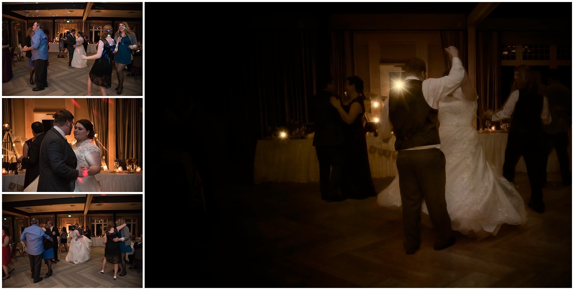 The bride and groom dance with their guests during their wedding reception at White Point.