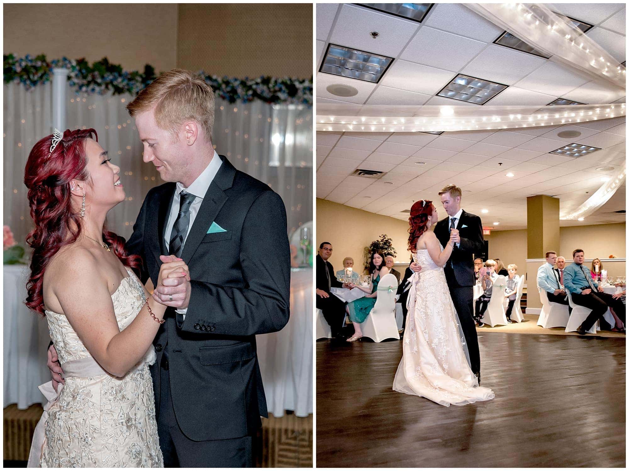 The bride and groom during their first wedding dance at the Atlantica Hotel in Halifax, NS.
