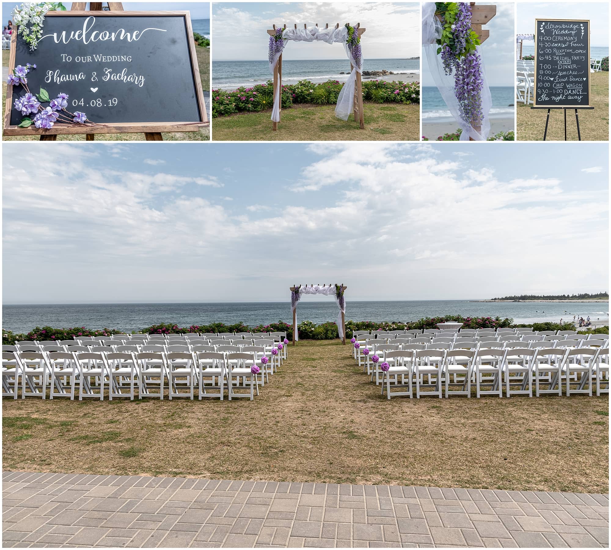 The wedding ceremony set up at White Point, NS.