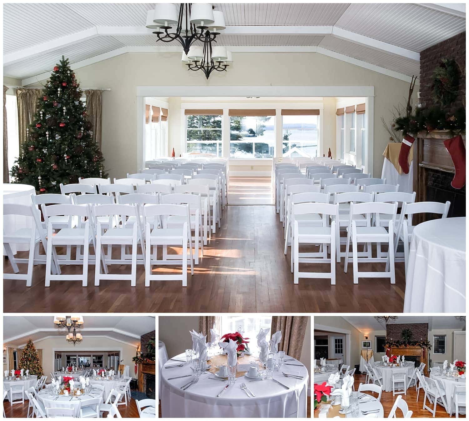 Oceanstone weddings, ceremony and reception set ups for a winter wedding.