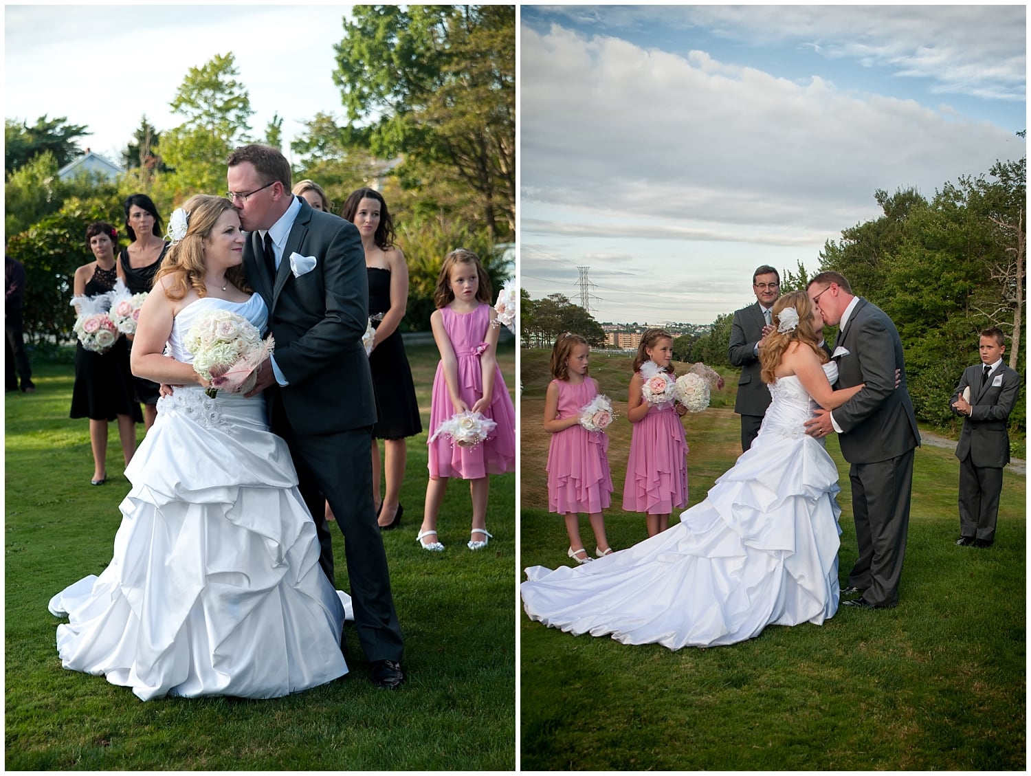 The groom and bride have their first kiss during their wedding ceremony at the Ashburn Golf Club in Halifax Nova Scotia.