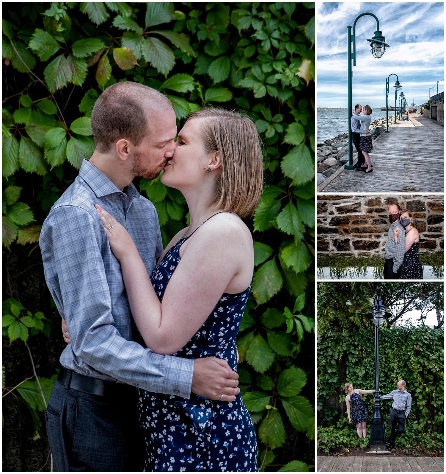 A cute couple poses for their engagement photos in the Historic Properties of Halifax, NS.