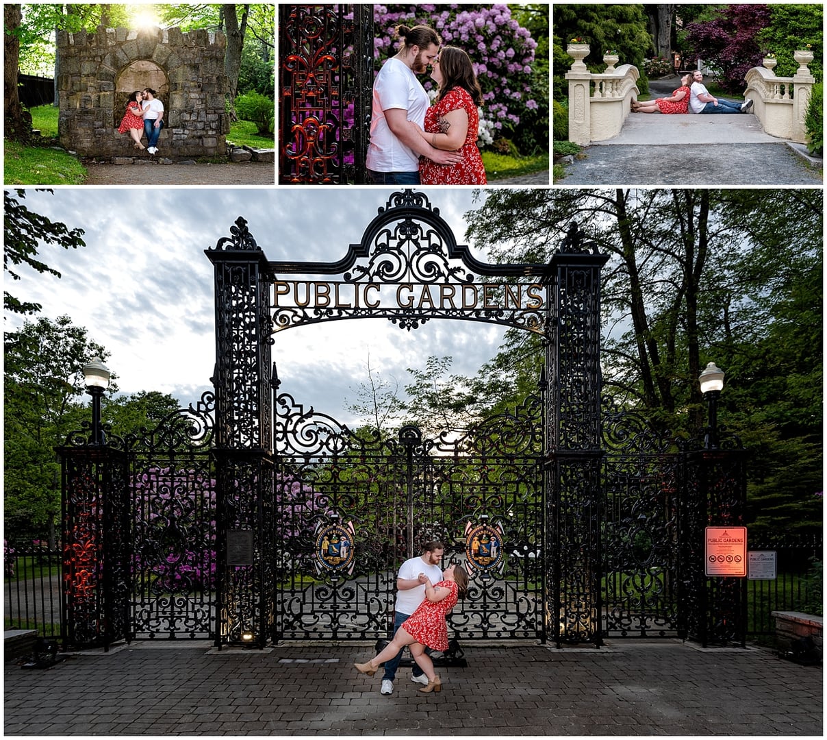 A cute couple has their engagement photos at the Public Gardens in Halifax, NS.