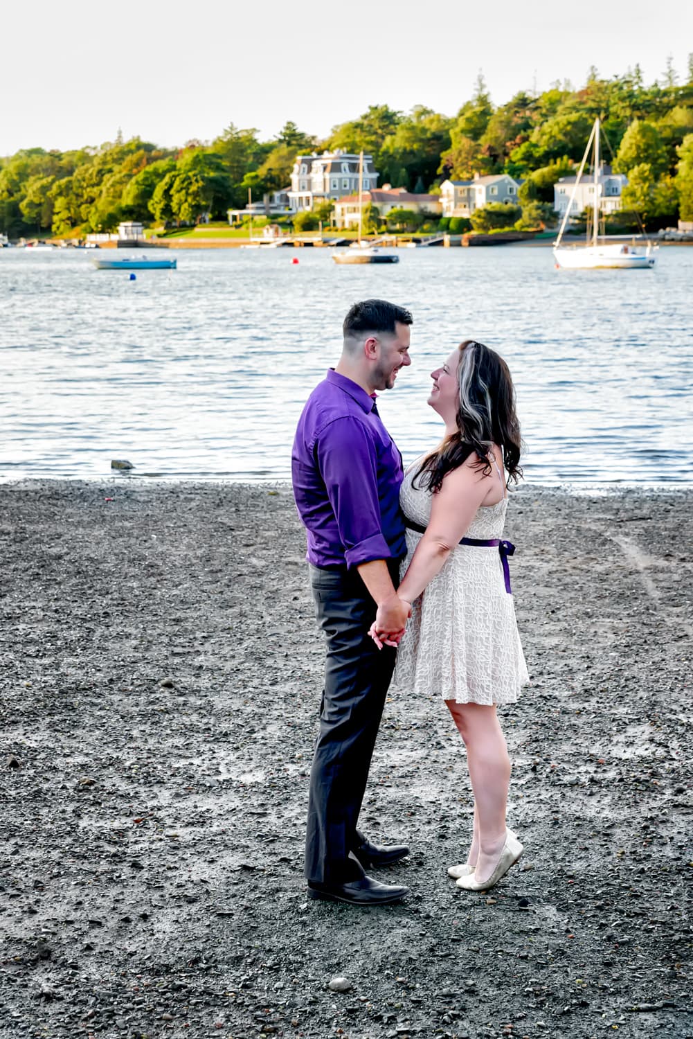 A newly engaged couple hold hands during their engagement photos at Sir Sandford Fleming Park in Halifax, NS.