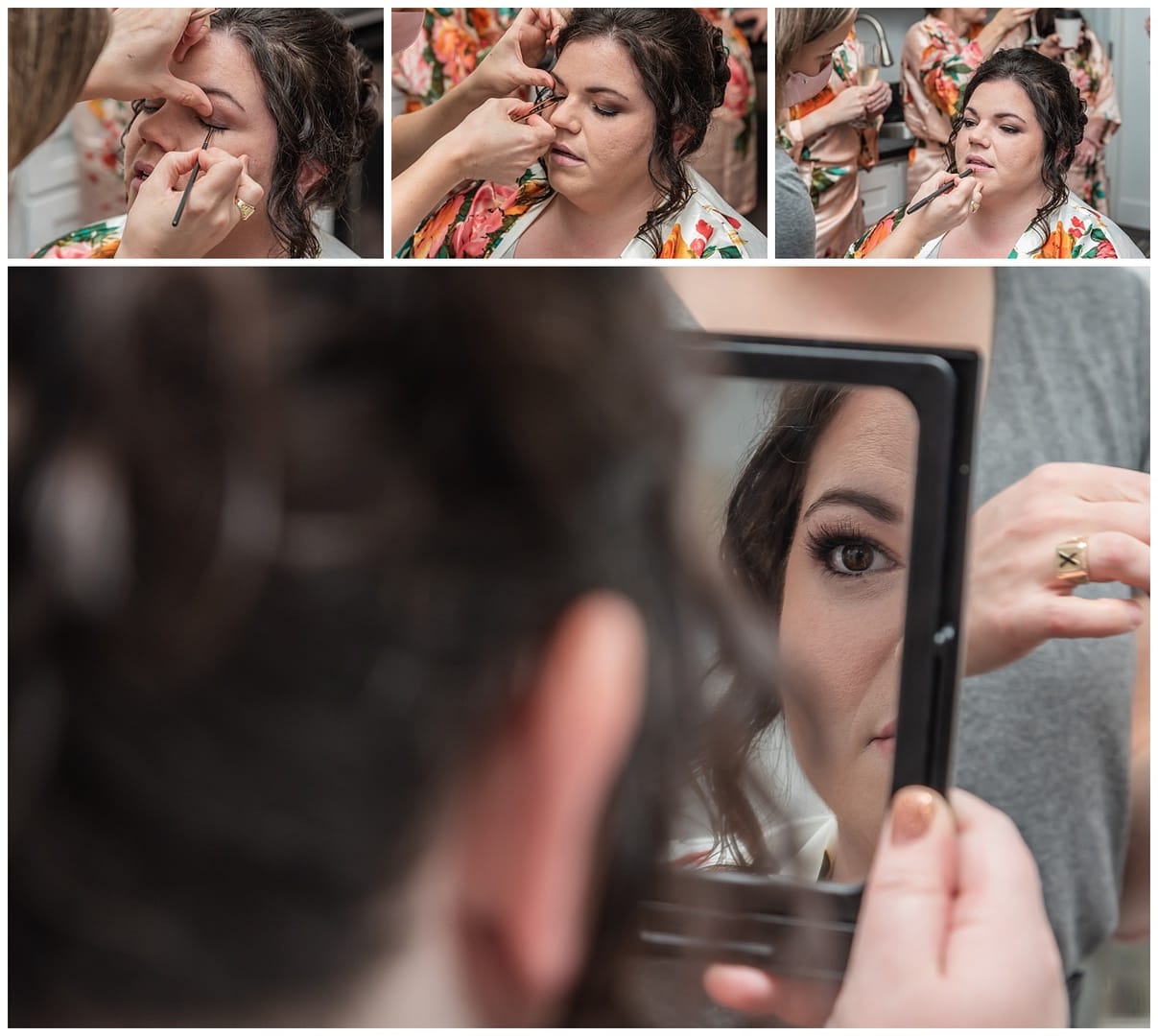 The bride gets her makeup done during her wedding day at the Oceanstone Resort in NS.