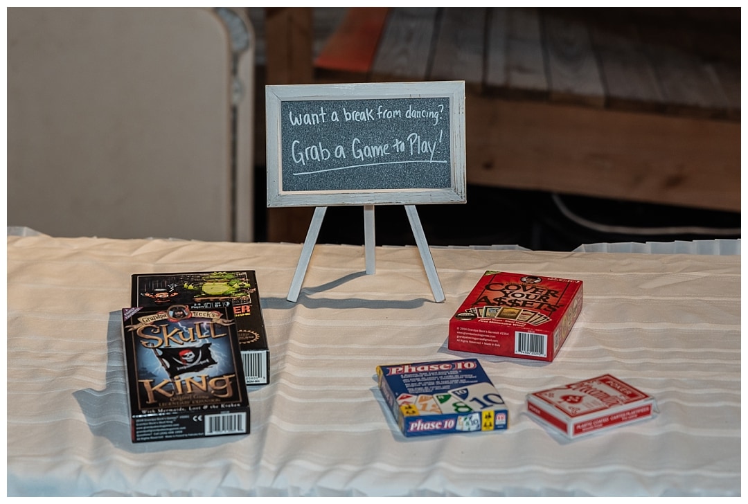 Have board games laid out for your guests to play on your wedding day.