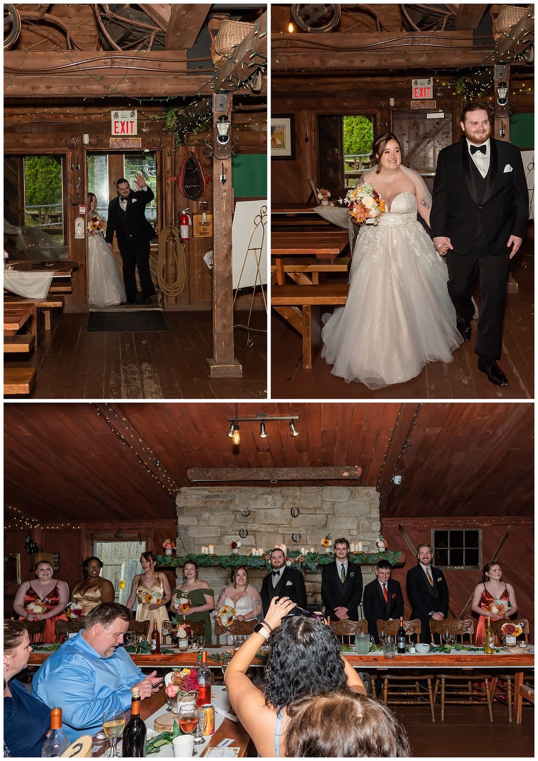 The bride and groom's entrance into their wedding reception at Hatfield Farm in Halifax, NS.