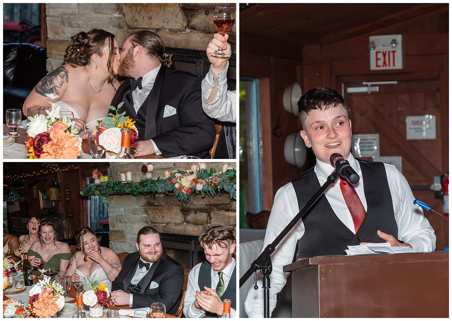 The sister of the bride gives her speech to the bride and groom at Hatfield Farm in NS.