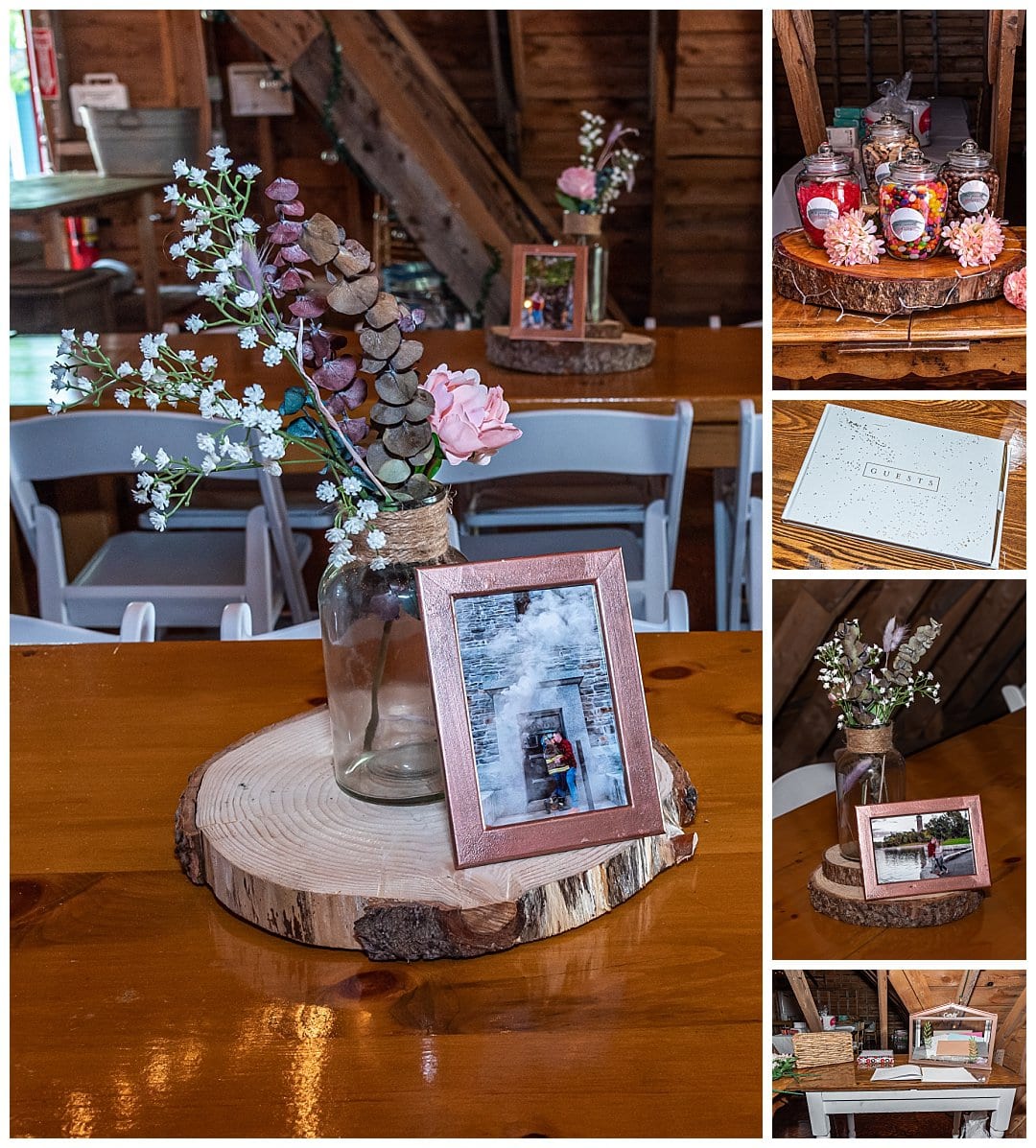Healy Farm wedding reception decorations.