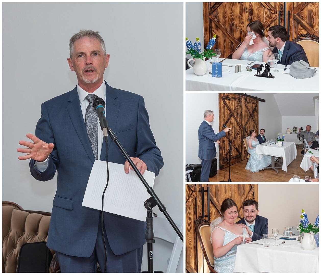 The father of the bride makes his speech to the newly married couple during their wedding reception at the Founders House in Annapolis Royal, NS.