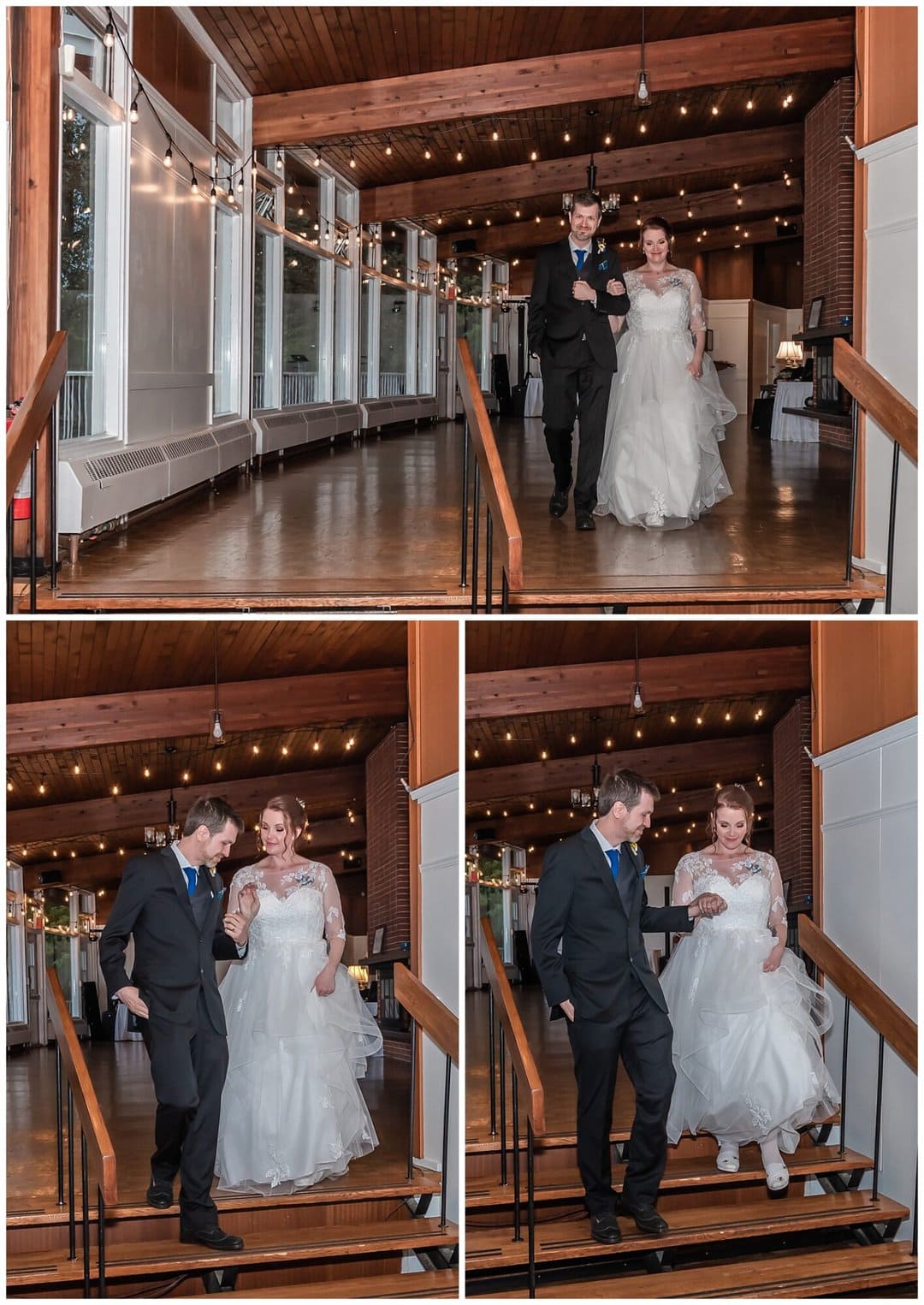 The bride and groom make their classy entrance to their wedding reception.