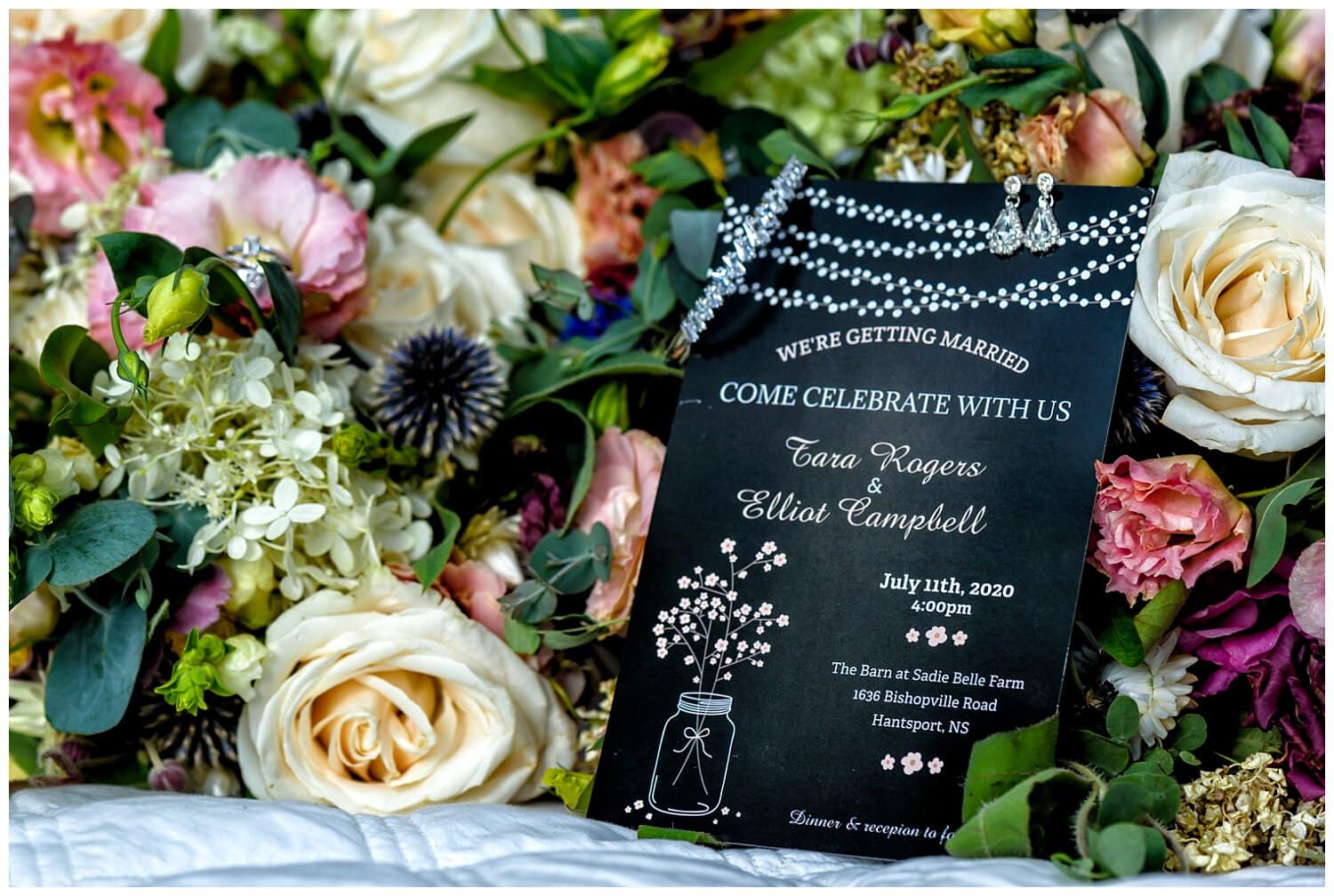 A wedding invitation designed as a chalkboard.