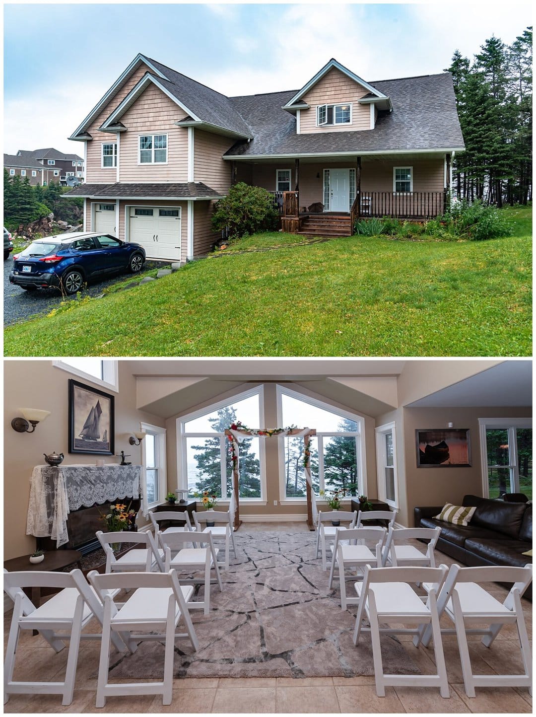 A stunning oceanfront Airbnb wedding venue in Bear Cove NS.