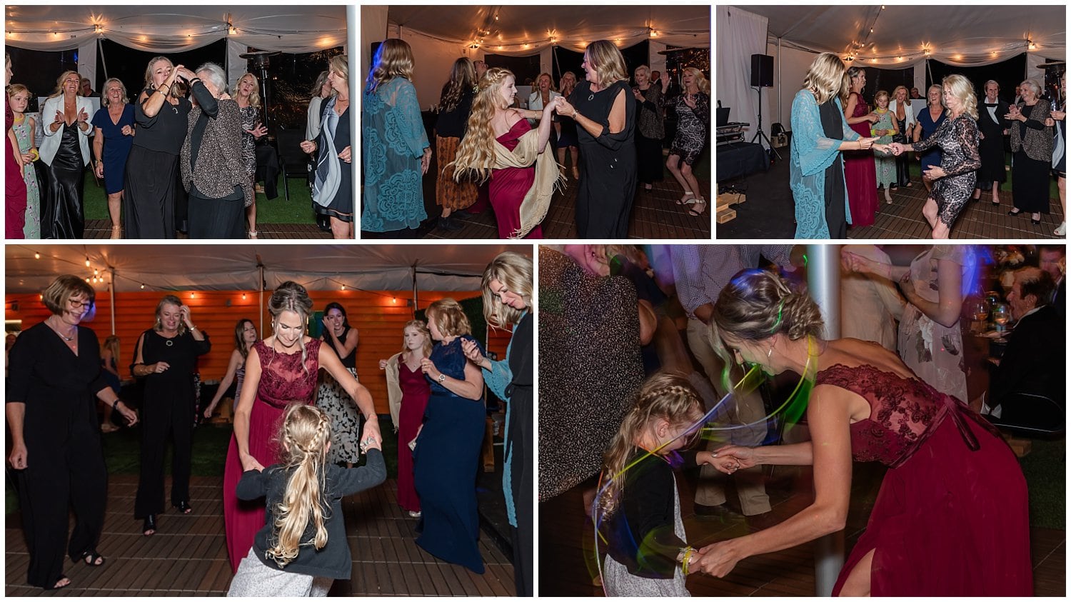 Guests dance with one and another during a wedding reception at the Bent Ridge Winery in NS.