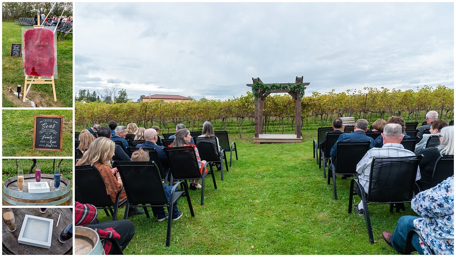 The wedding ceremony set up at the Bent Ridge Winery in NS.