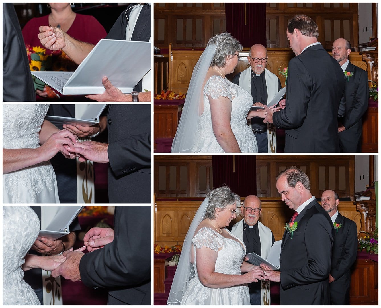 The bride and groom exchange their wedding rings during their church ceremony in Windsor NS.