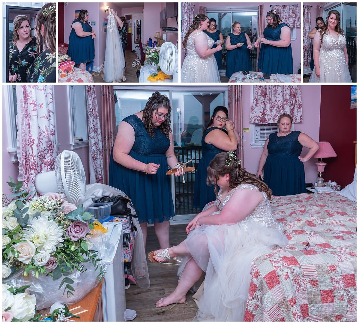 The bride and her bridesmaids get ready for the wedding day at the Fishermans Inn in Eastern Passage NS.