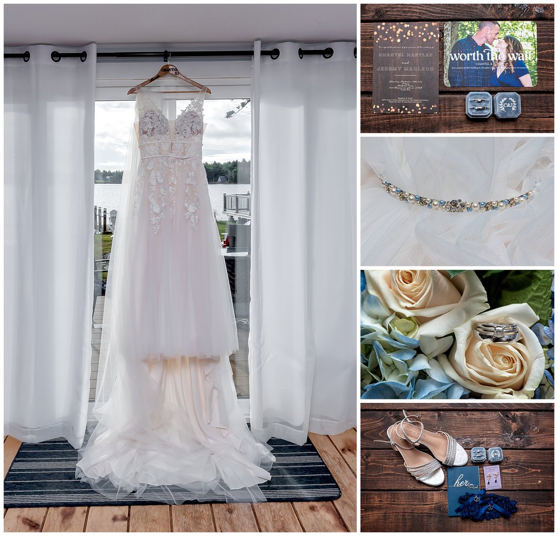 The bride's wedding dress and accessories for her wedding day. captured by Sandra Adamson Studios.