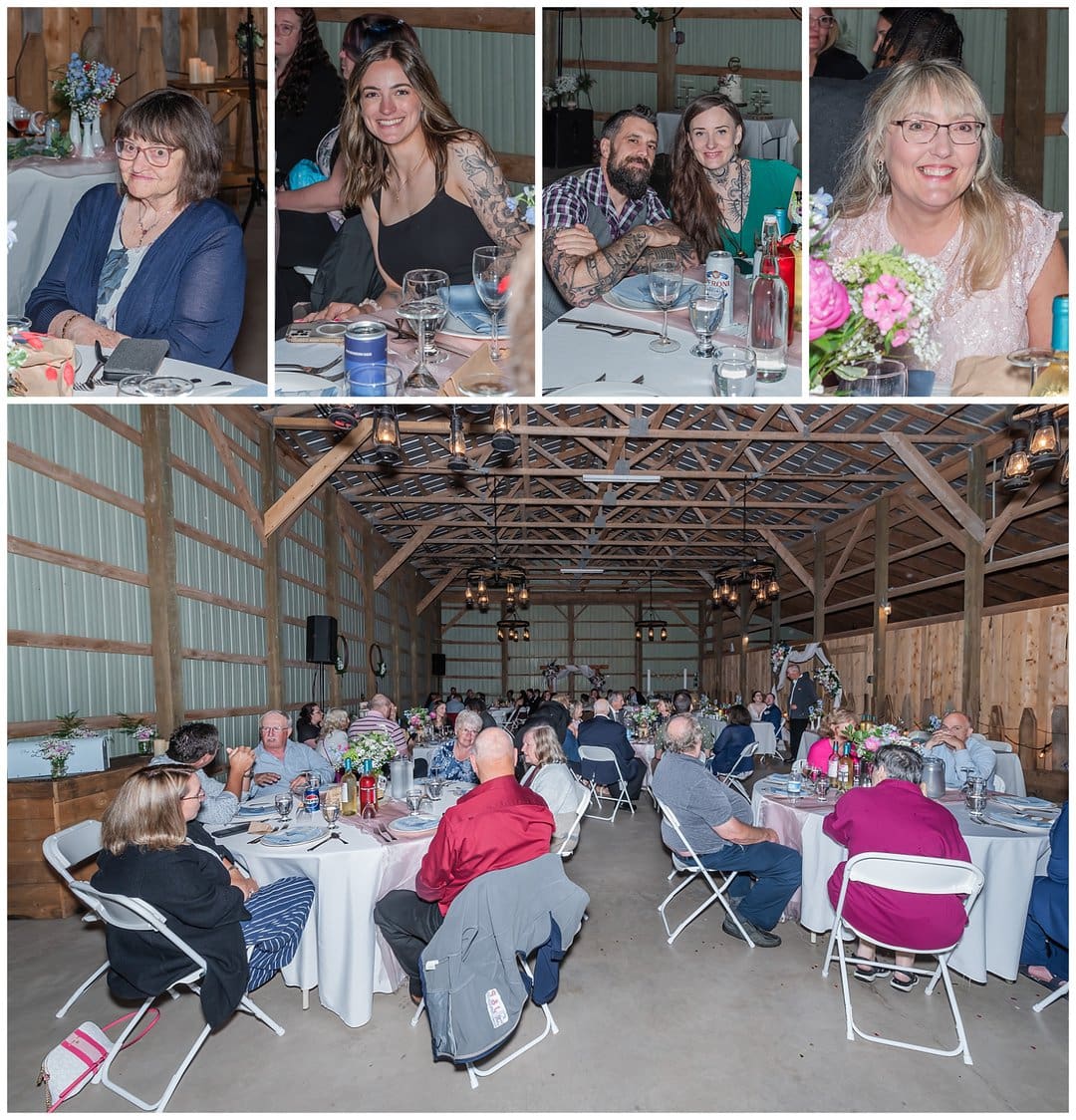 A few guests during the wedding reception at Parkers Barn in Hopewell NS.