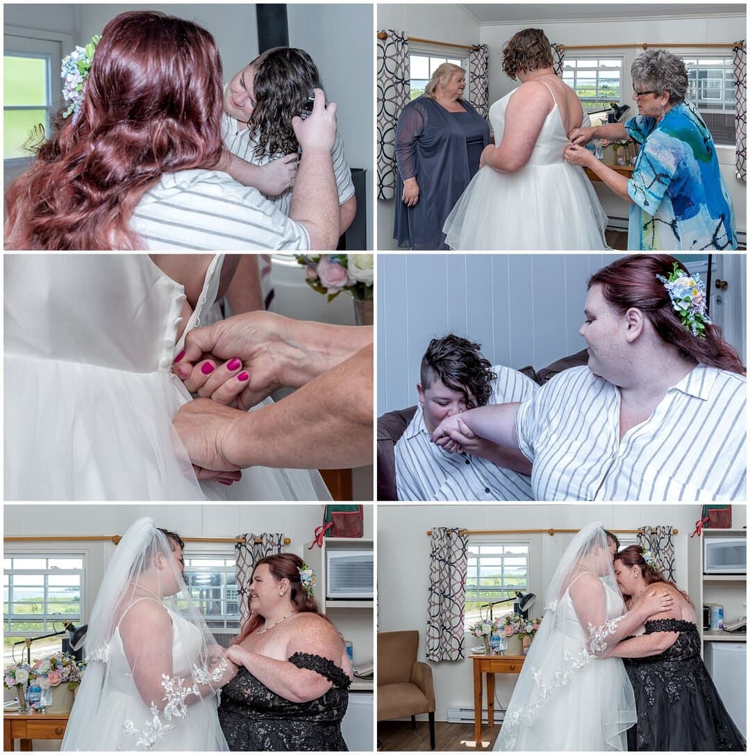 The LGBT brides get ready together for their wedding day at White Point Beach Resort in NS.
